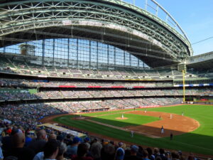A Brewers game at Milwaukee's American Family Field, then called Miller Park