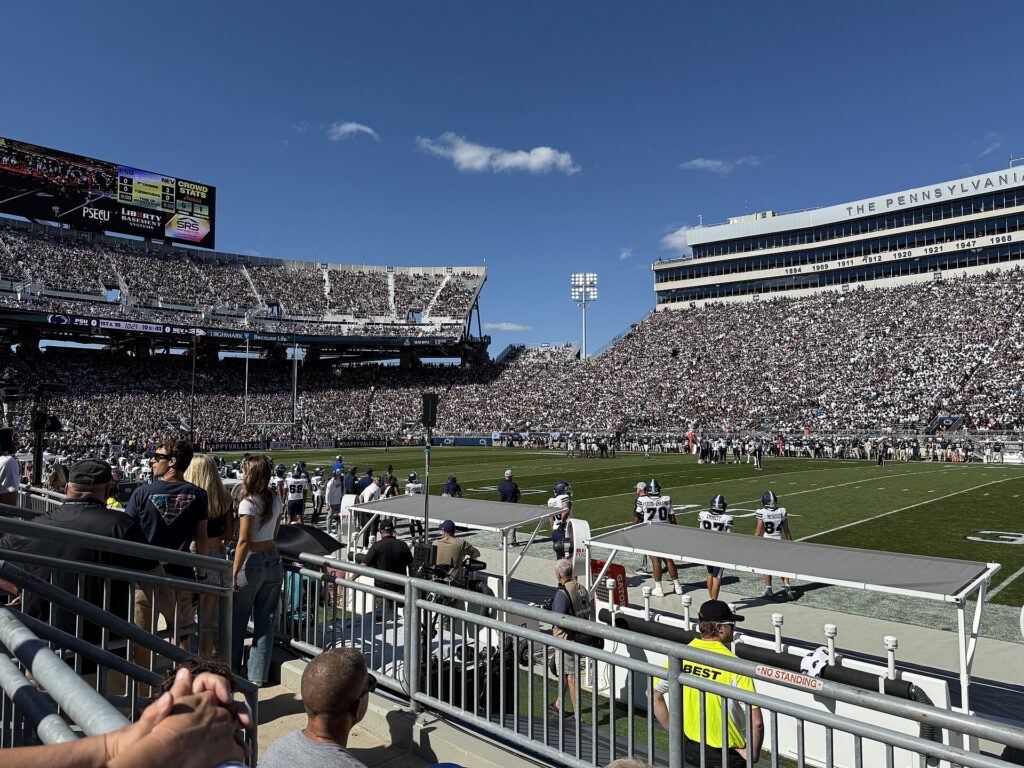 The north side of the interior of Beaver Stadium during a Penn State football game in 2025