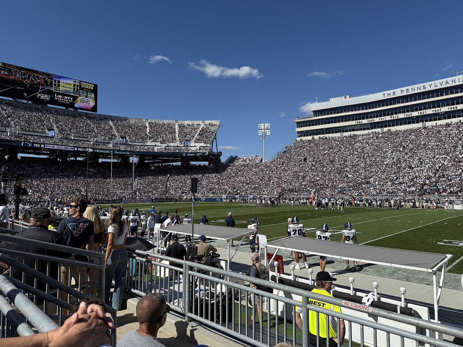 The north side of the interior of Beaver Stadium during a Penn State football game in 2025